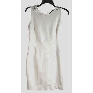 Zara Basics Ivory White Bodycon Open Back Sleeveless Lace Mini Dress Size Small